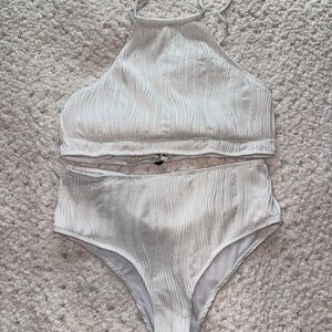 White Textured Bikini Set